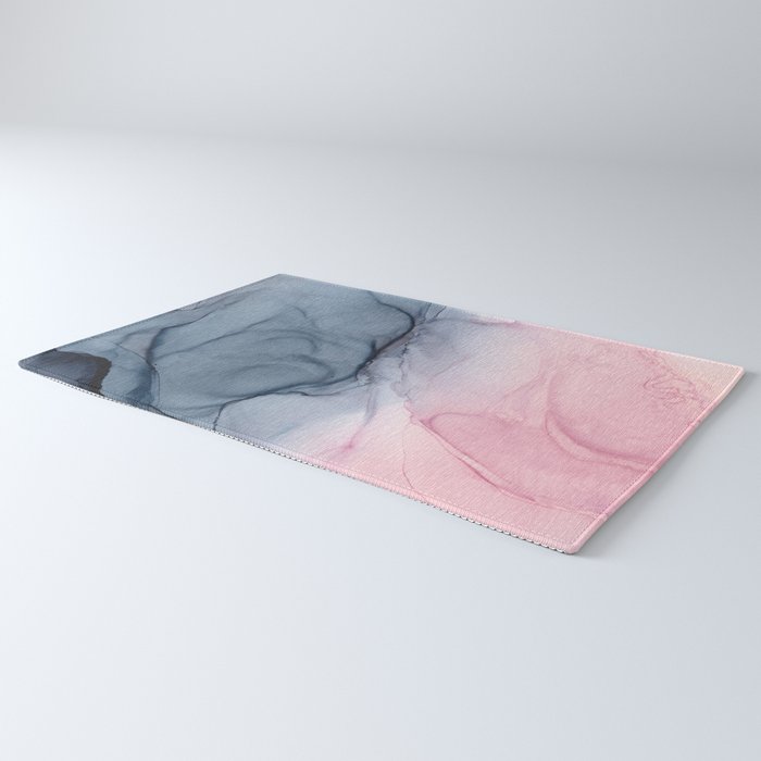 Blush and Payne's Gray Abstract Split Rug Gallery Image 3