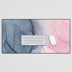 Blush and Payne's Gray Abstract Split Desk Mat Gallery Image 1
