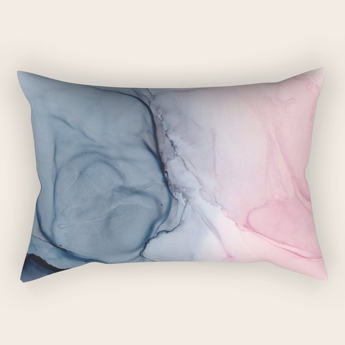 Blush and Payne's Gray Abstract Split Rectangular Pillow Gallery Image 2