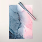Blush and Payne's Gray Abstract Split Wrapping Paper Gallery Image 1