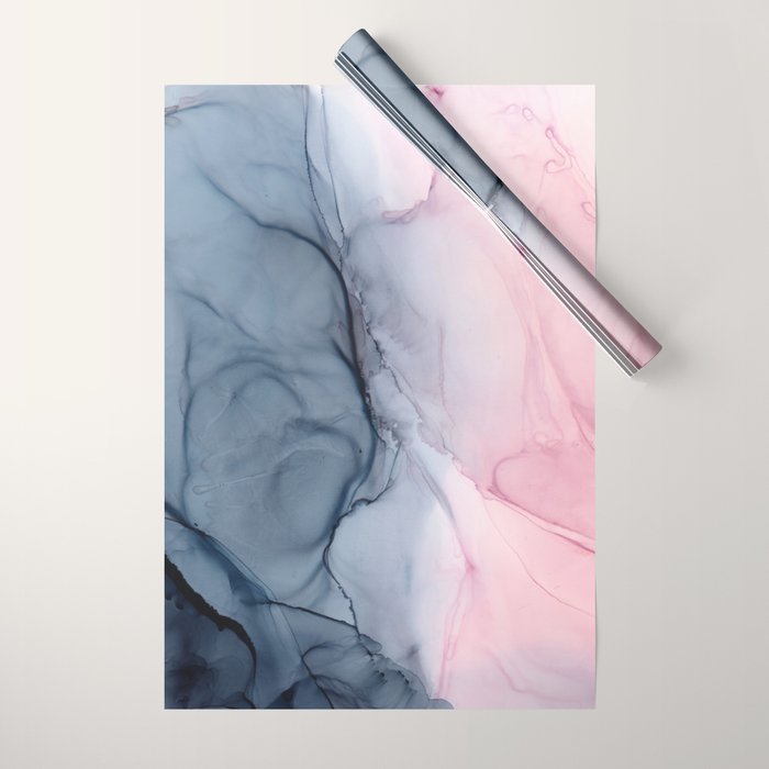 Blush and Payne's Gray Abstract Split Wrapping Paper Gallery Image 1