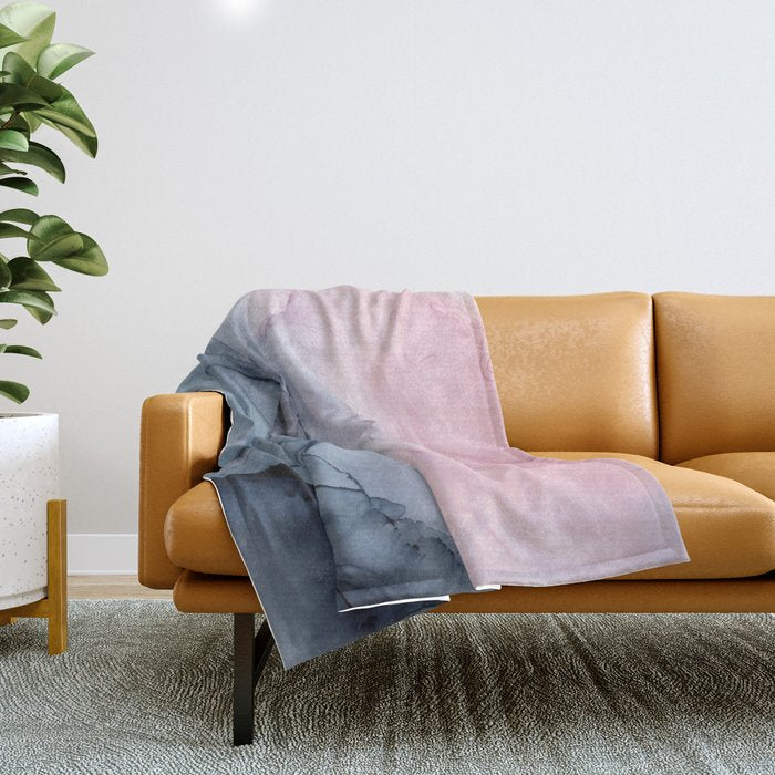 Blush and Payne's Gray Abstract Split Throw Blanket Gallery Image 1