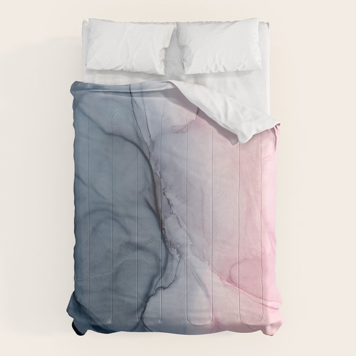 Blush and Payne's Gray Abstract Split Comforter Gallery Image 6