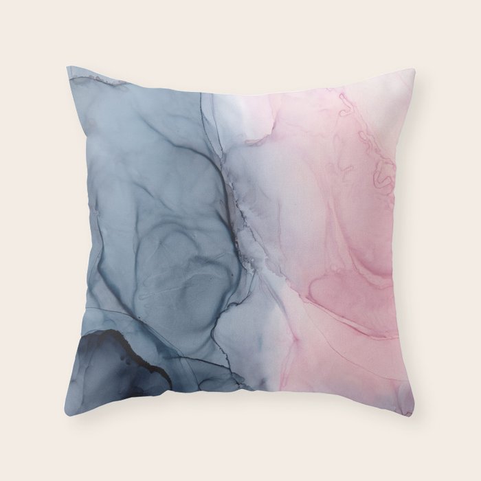 Blush and Payne's Gray Abstract Split Throw Pillow Gallery Image 6