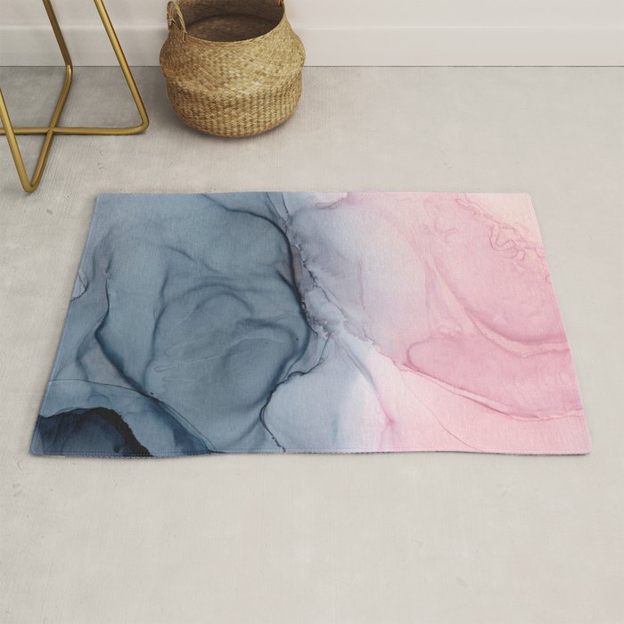 Blush and Payne's Gray Abstract Split Rug Gallery Image 1