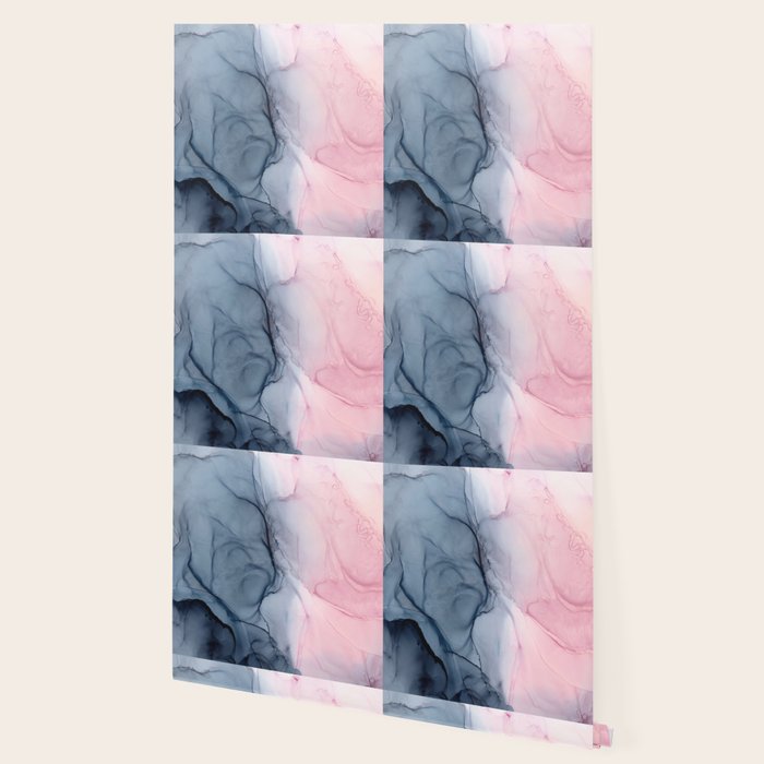 Blush and Payne's Gray Abstract Split Wallpaper Gallery Image 2