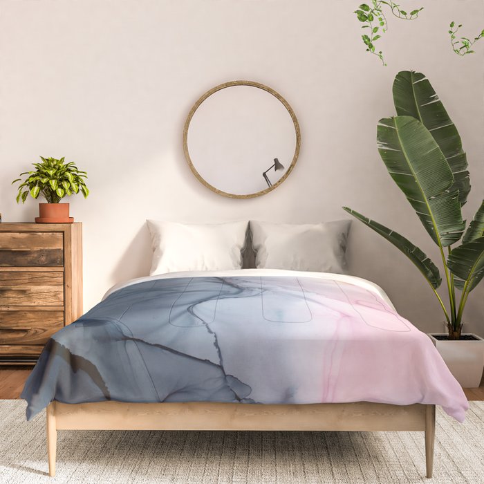 Blush and Payne's Gray Abstract Split Comforter Gallery Image 3