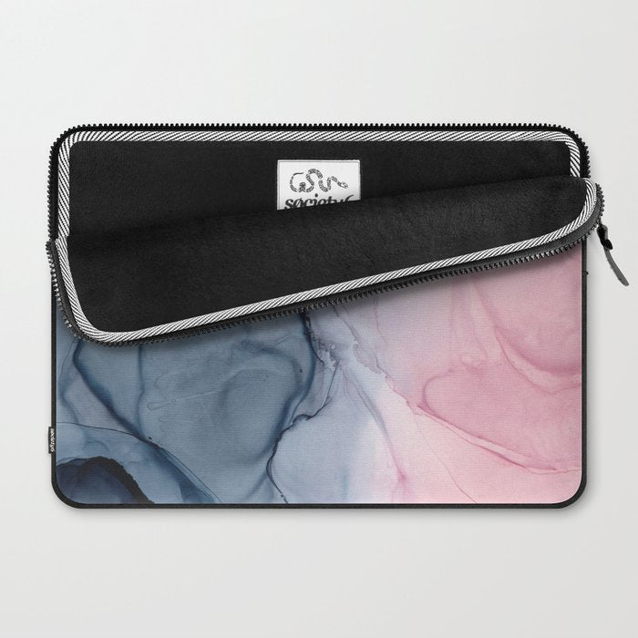 Blush and Payne's Gray Abstract Split Laptop Sleeve Gallery Image 2