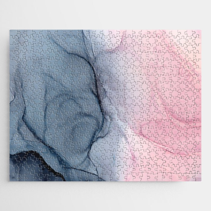 Blush and Payne's Gray Abstract Split Jigsaw Puzzle Gallery Image 1