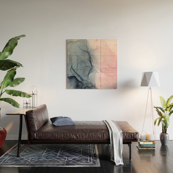Blush and Payne's Gray Abstract Split Wood Wall Art Gallery Image 2