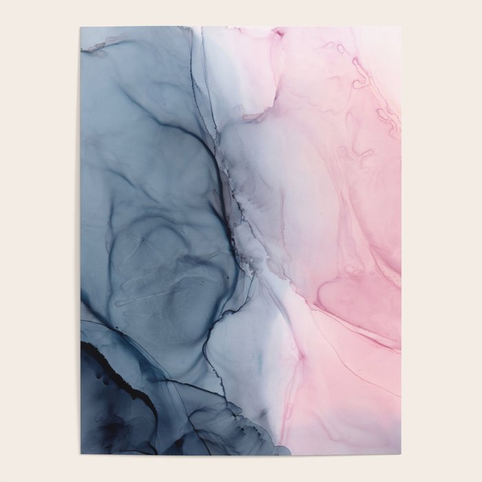 Blush and Payne's Gray Abstract Split Poster Gallery Image 4