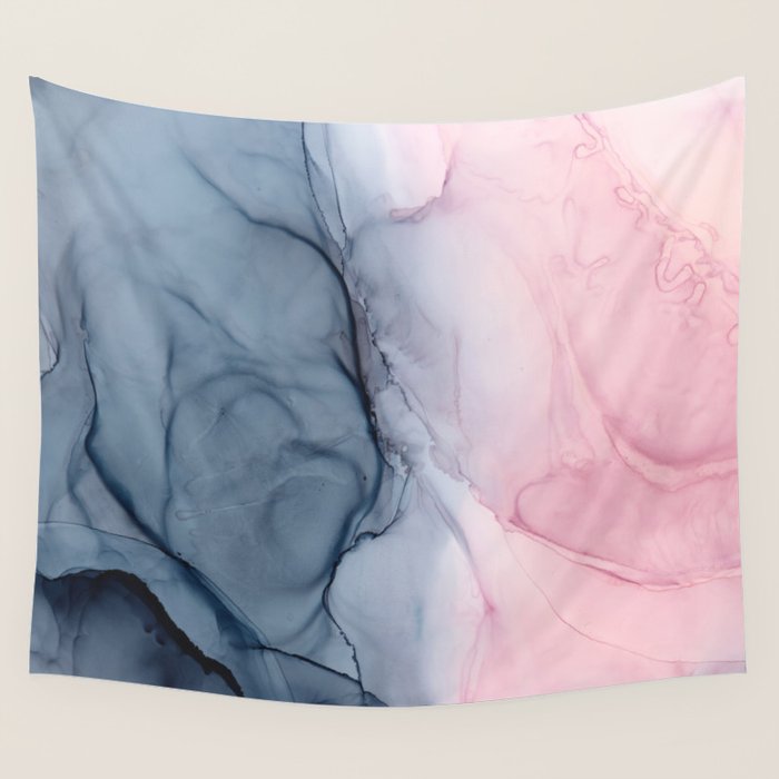 Blush and Payne's Gray Abstract Split Wall Tapestry Gallery Image 1