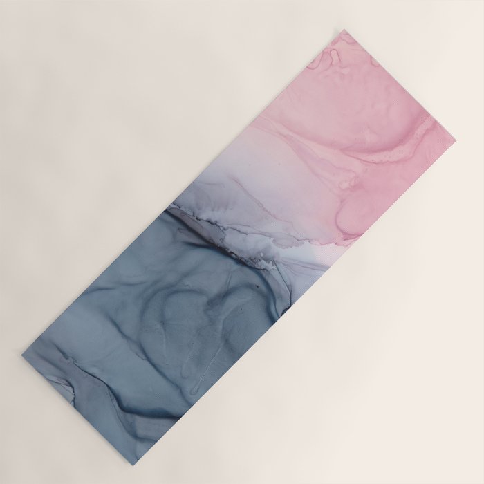 Blush and Payne's Gray Abstract Split Yoga Mat Gallery Image 1