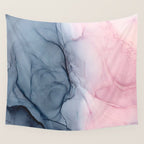 Blush and Payne's Gray Abstract Split Wall Tapestry Gallery Image 4