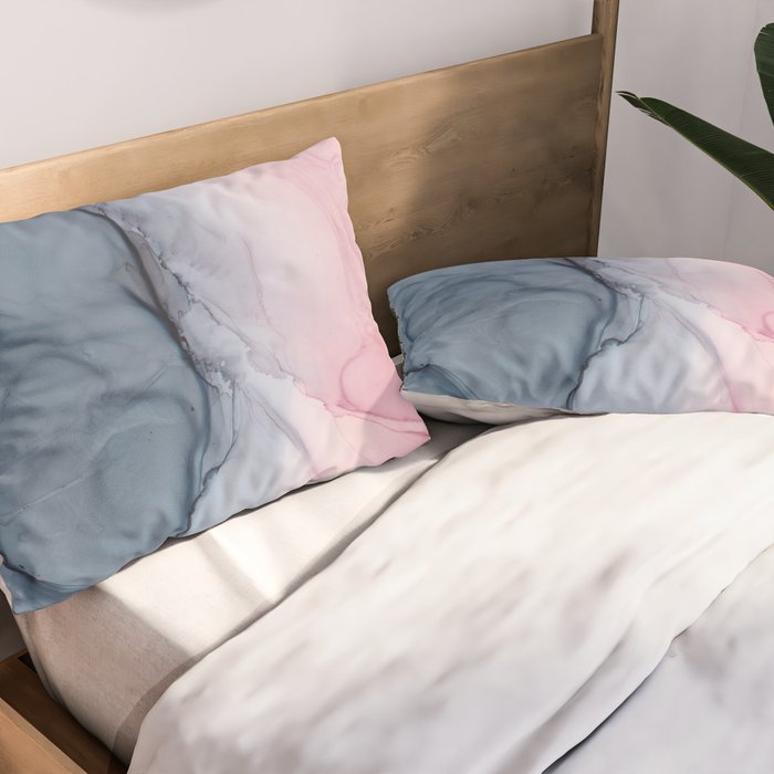 Blush and Payne's Gray Abstract Split Pillow Sham Gallery Image 2