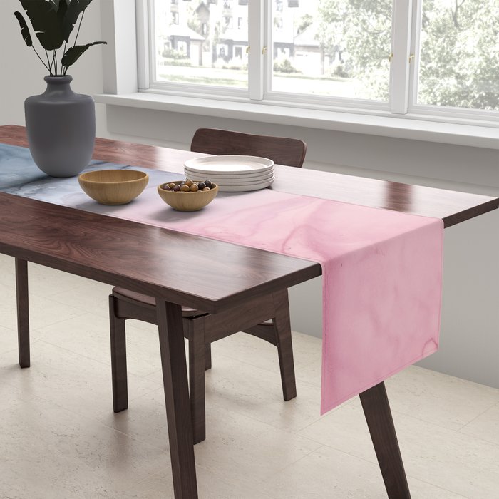 Blush and Payne's Gray Abstract Split Table Runner Gallery Image 2