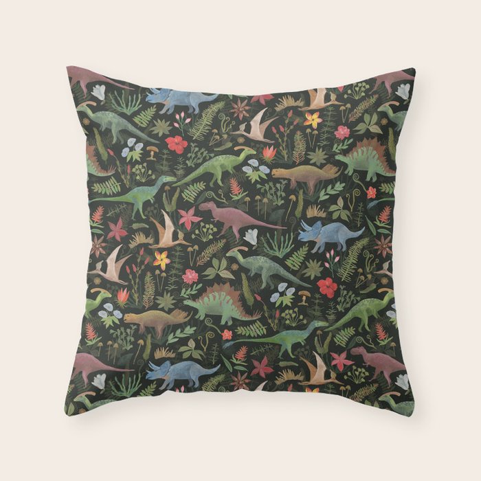 Dinosaur Jungle Throw Pillow Gallery Image 1