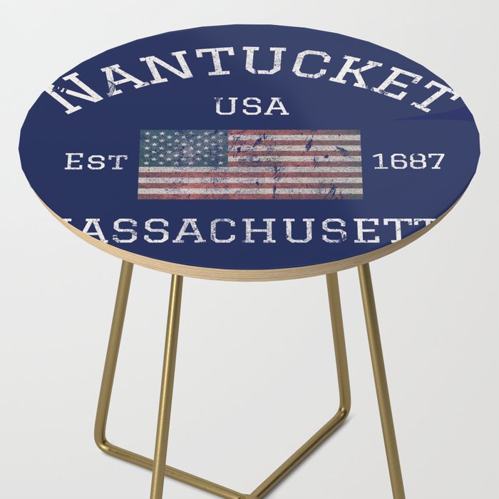 Nantucket Massachusetts Cape Cod American Flag USA Vintage Print Side Table Gallery Image 2
