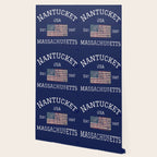 Nantucket Massachusetts Cape Cod American Flag USA Vintage Print Wallpaper Gallery Image 2
