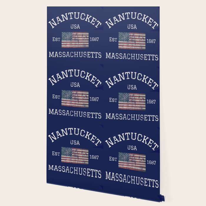 Nantucket Massachusetts Cape Cod American Flag USA Vintage Print Wallpaper Gallery Image 2