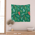 Christmas pine tree doodle pattern Wall Tapestry Gallery Image 2