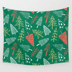 Christmas pine tree doodle pattern Wall Tapestry Gallery Image 4