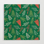 Christmas pine tree doodle pattern Wood Wall Art Gallery Image 1