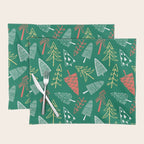 Christmas pine tree doodle pattern Placemat Gallery Image 1