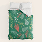 Christmas pine tree doodle pattern Duvet Cover Gallery Image 6