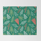 Christmas pine tree doodle pattern Throw Blanket Gallery Image 2