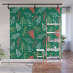 Christmas pine tree doodle pattern Wall Mural Gallery Image 1