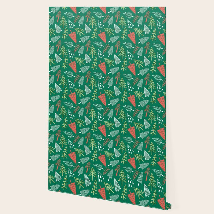 Christmas pine tree doodle pattern Wallpaper Gallery Image 2