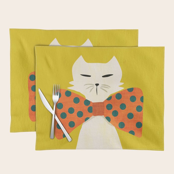 Cat with incredebly oversized humongous bowtie Placemat Gallery Image 1
