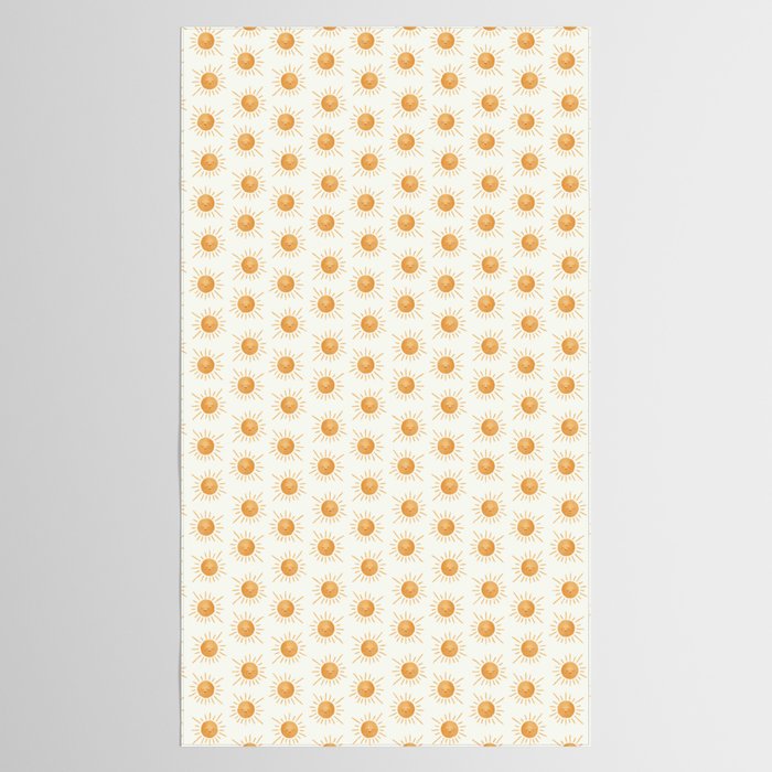 Peace Sun Face, Calm Happy Sunshine Watercolor Tablecloth Gallery Image 2