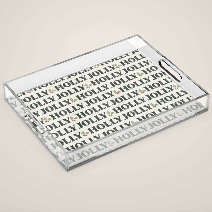 Holly Jolly Neutral Acrylic Tray Gallery Image 1