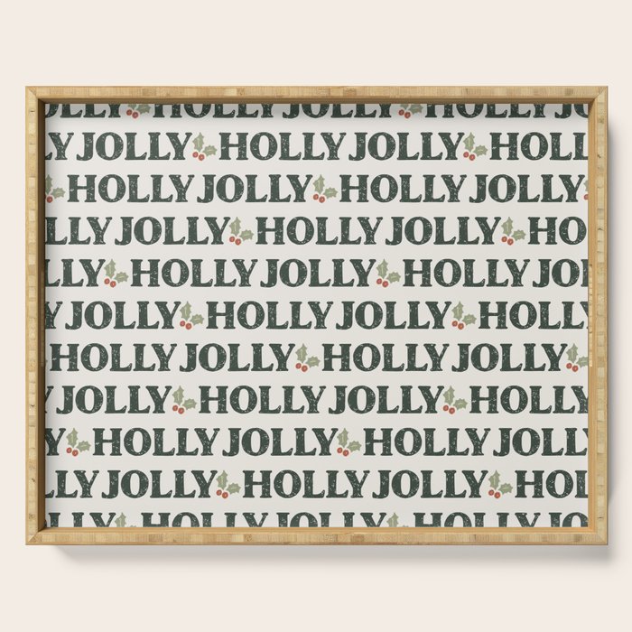 Holly Jolly Neutral Serving Tray Gallery Image 1