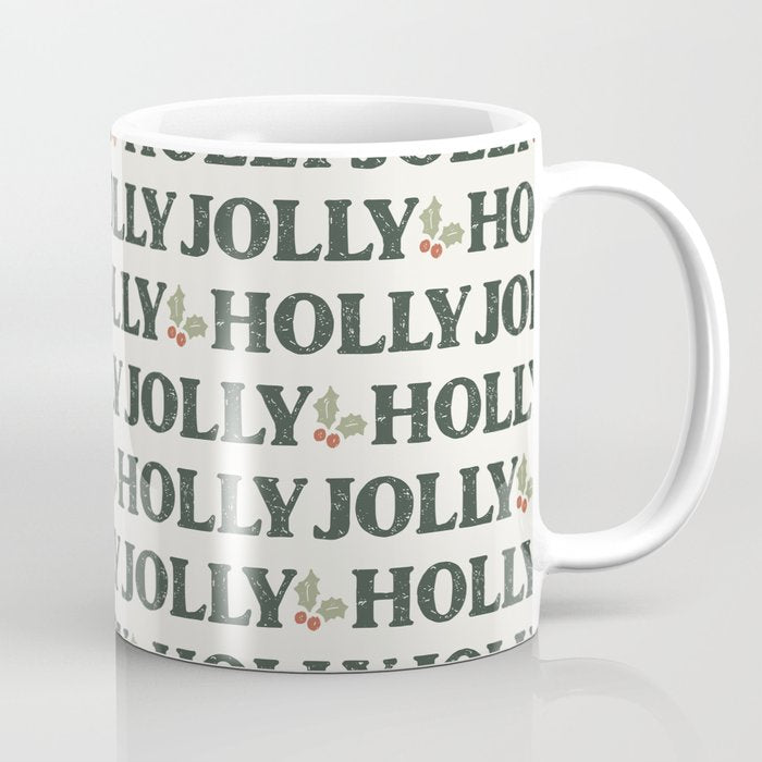 Holly Jolly Neutral Coffee Mug Gallery Image 1