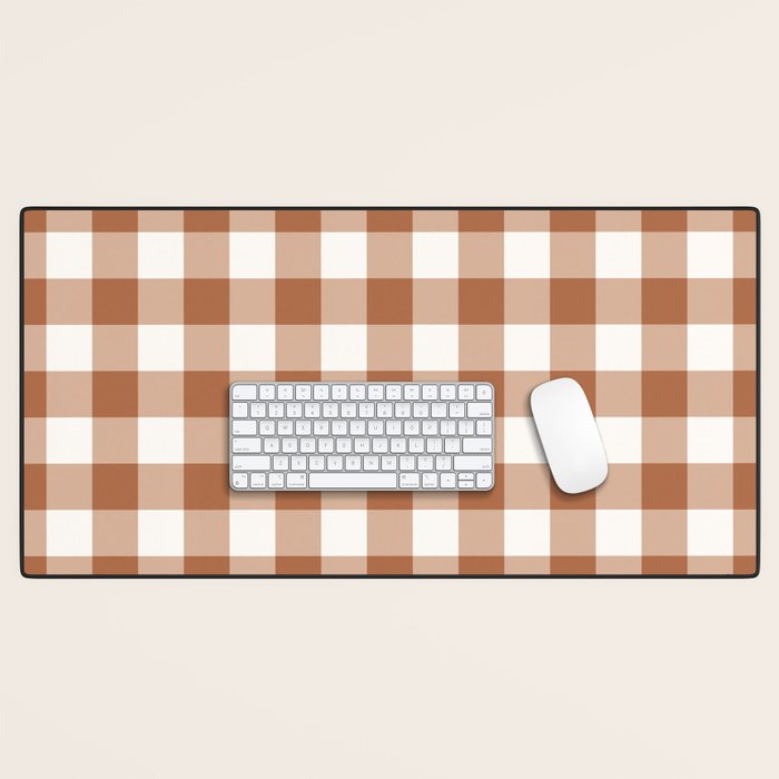 Latte Brown Gingham Desk Mat Gallery Image 1