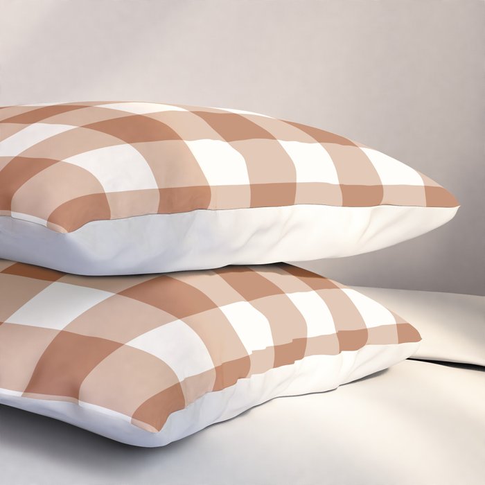 Latte Brown Gingham Pillow Sham Gallery Image 3