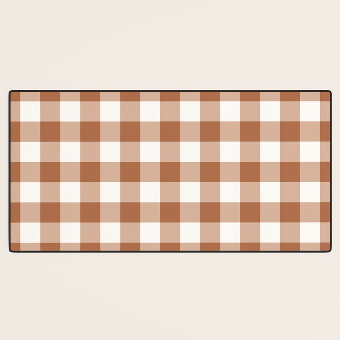 Latte Brown Gingham Desk Mat Gallery Image 3