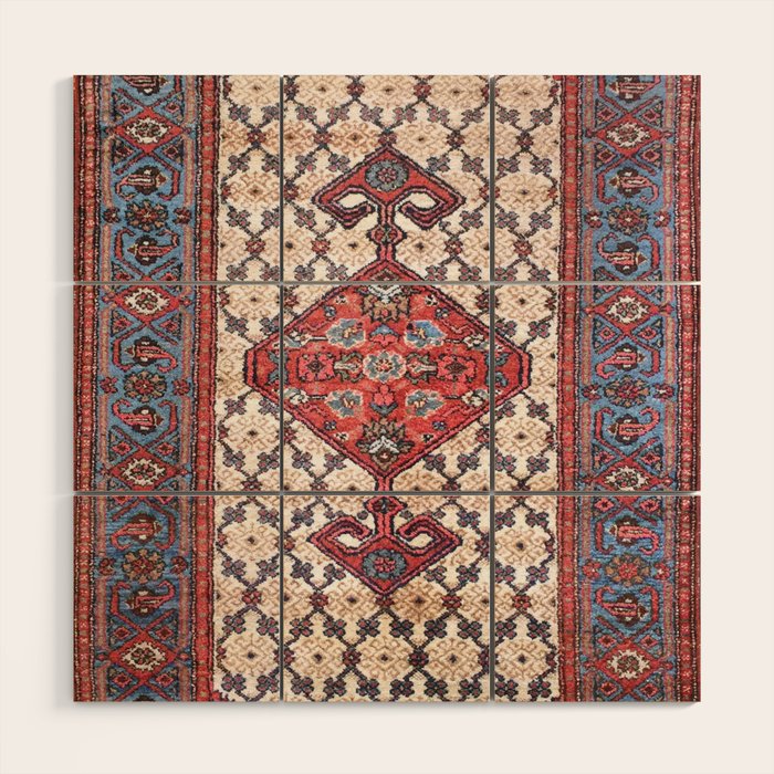 Hamadan  Antique Persian Rug Print Wood Wall Art Gallery Image 1