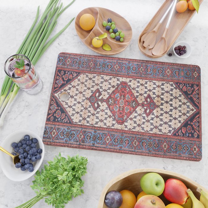 Hamadan  Antique Persian Rug Print Cutting Board Gallery Image 2