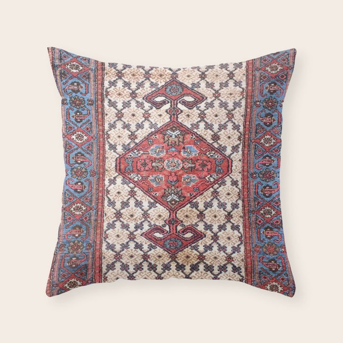 Hamadan  Antique Persian Rug Print Throw Pillow Gallery Image 1