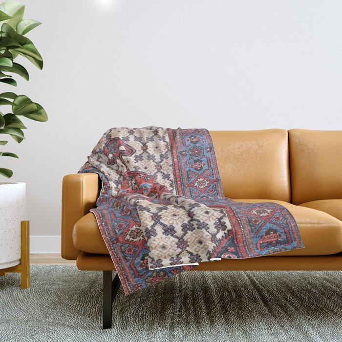 Hamadan  Antique Persian Rug Print Throw Blanket Gallery Image 1