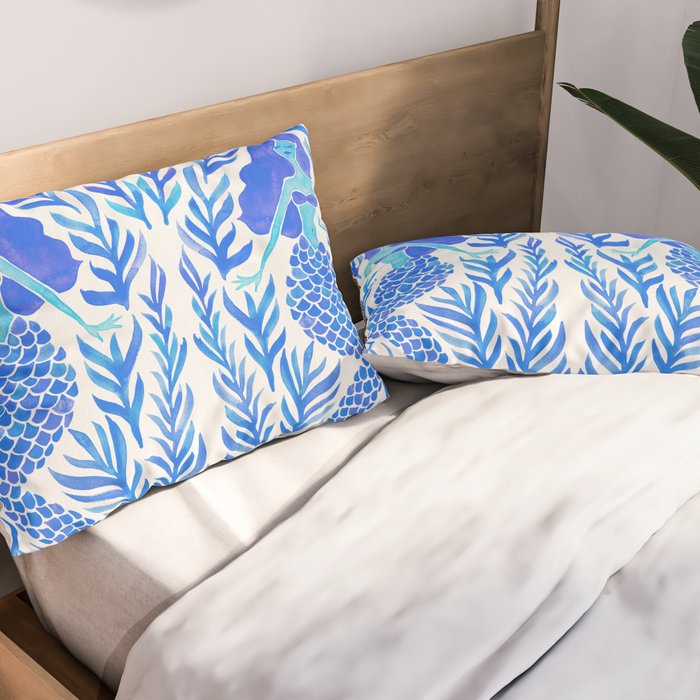 Kelp Forest Mermaid - Blue Palette Pillow Sham Gallery Image 2