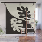 Matisse Inspired Yin Yang Leaf Cutouts in Black & Off White Wall Mural Gallery Image 1