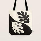 Matisse Inspired Yin Yang Leaf Cutouts in Black & Off White Tote Bag Gallery Image 1