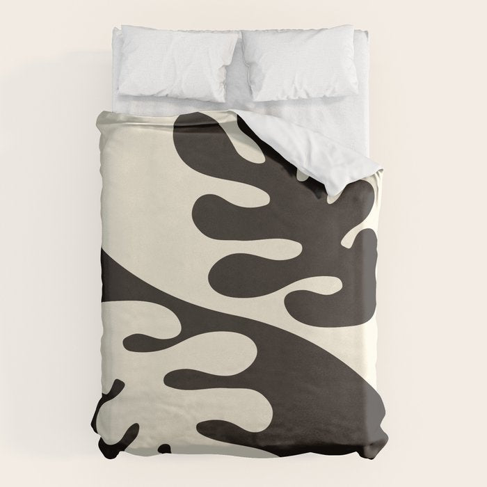 Matisse Inspired Yin Yang Leaf Cutouts in Black & Off White Duvet Cover Gallery Image 6