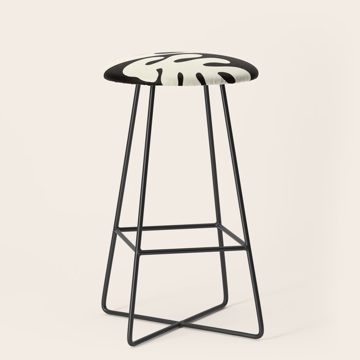 Matisse Inspired Yin Yang Leaf Cutouts in Black & Off White Stool Gallery Image 1