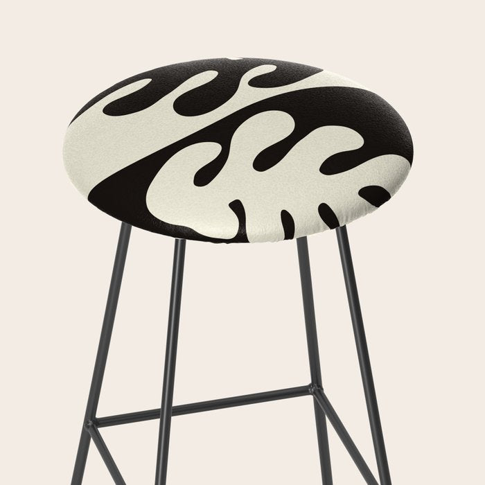 Matisse Inspired Yin Yang Leaf Cutouts in Black & Off White Stool Gallery Image 2